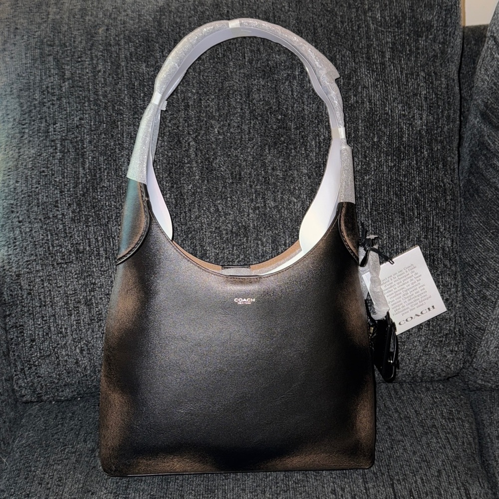 Coach Brooklyn Shoulder Bag 28 with Charms in Loved Leather Lh/Black/Brown NWT